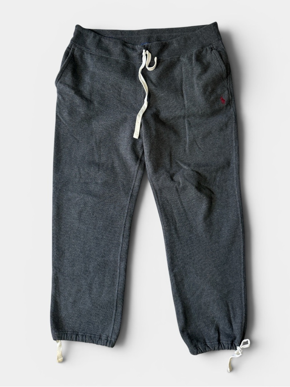 Polo Ralph Lauren mens L Large charcoal gray fleece drawstring sweatpants EUC